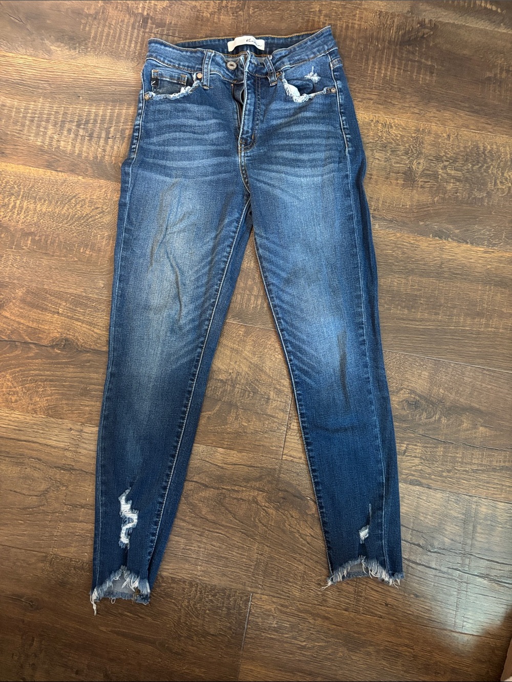 High-Rise Kancan Dark Blue Distressed Women’s Jeans